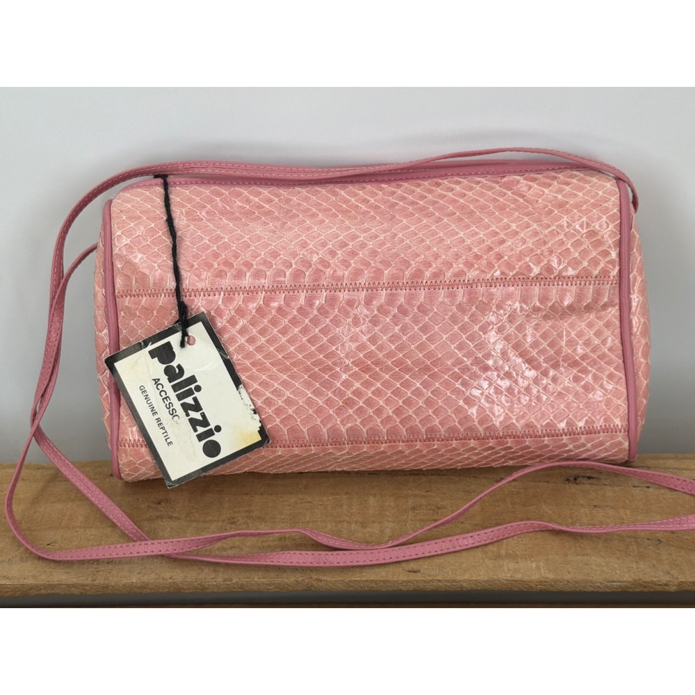 Palizzio Vintage Pink Genuine Reptile Skin Crossbody Bag Snakeskin Small Purse